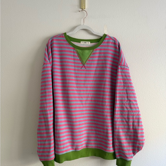 Natural Life Oversized Striped Crewneck in taffy twist women’s S/M - Picture 7 of 7
